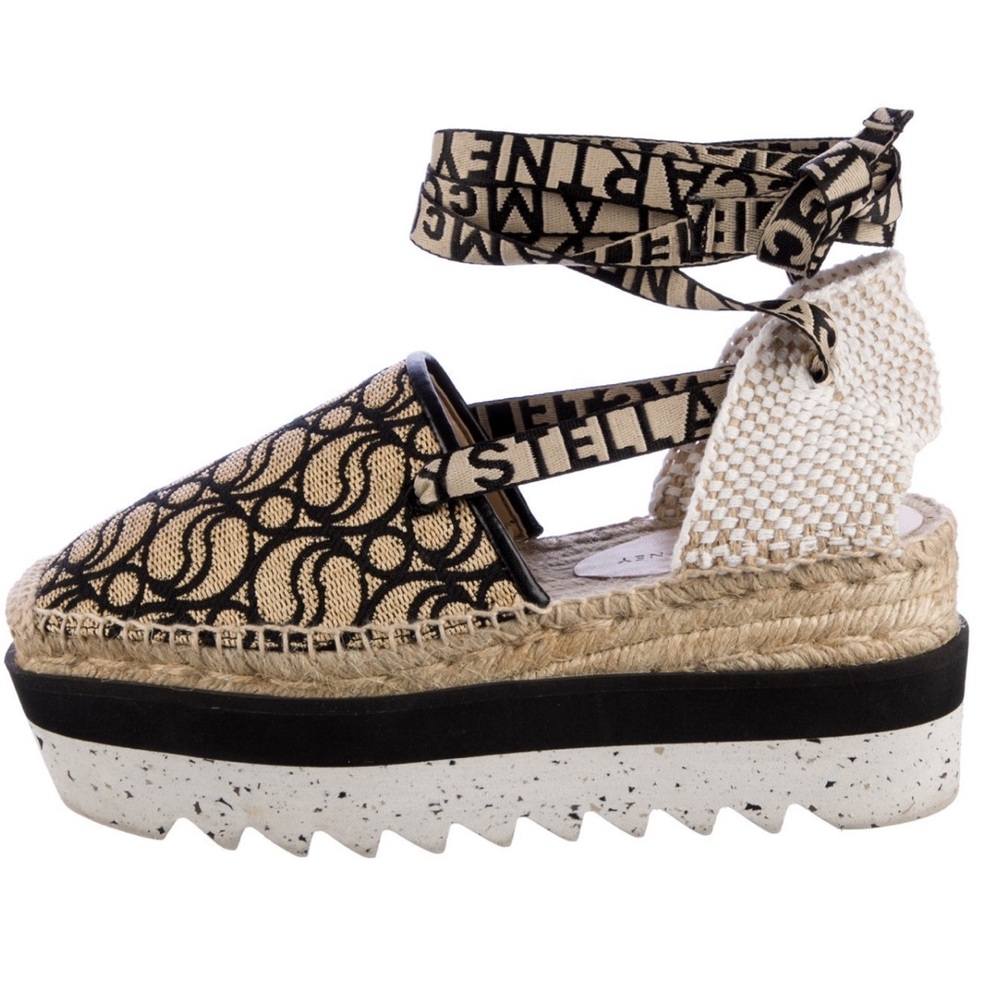 Stella McCartney Black and Natural Platform Espadrilles - Picture 5 of 15